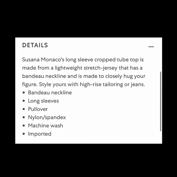 Susana Monaco Long Sleeve Tube Top. - Picture 3 of 8